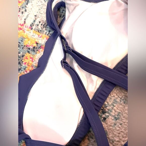 Eomenie Two Piece Swimsuit Bikini Set One Shoulder Ruffle M - Picture 4 of 9